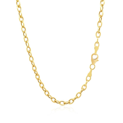 3.5mm 14k yellow gold pendant chain necklace with textured links and lobster clasp on Tampa Home & Garden Store