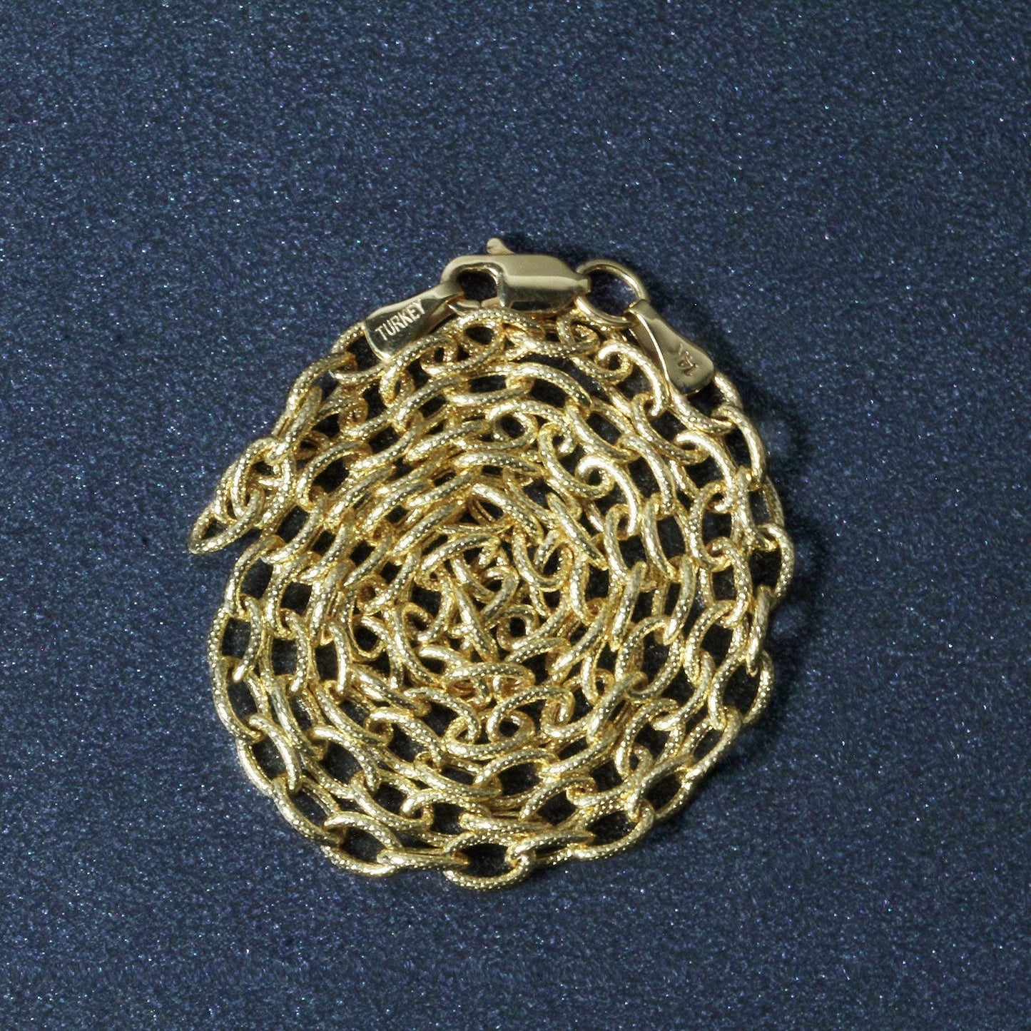 3.5mm 14k yellow gold pendant chain necklace with textured links, coiled design on Tampa Home & Garden Store