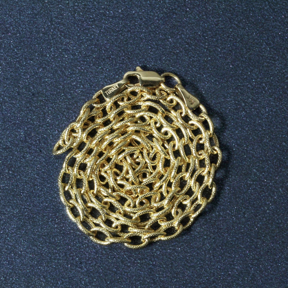 3.5mm 14k yellow gold pendant chain necklace with textured links, coiled design on Tampa Home & Garden Store