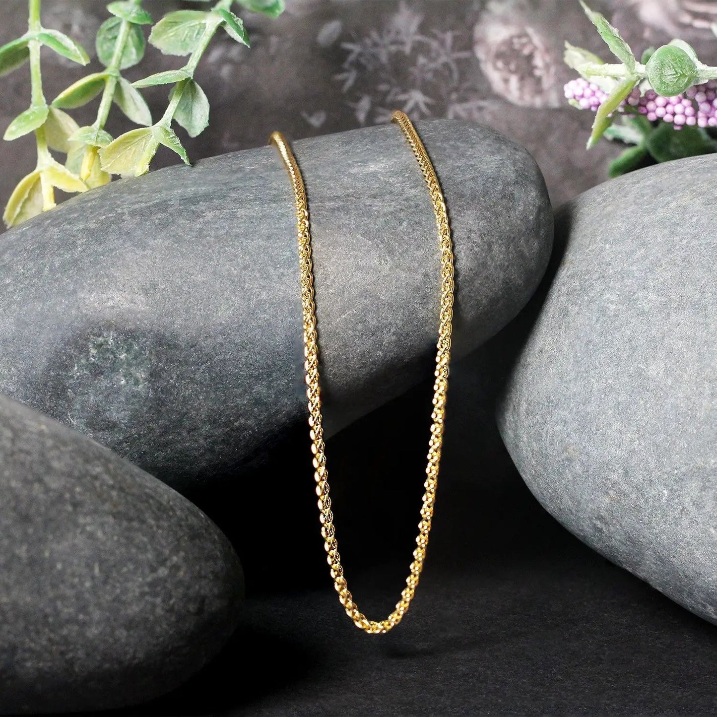 Necklace 14k yellow gold round wheat chain 1.5mm by Bids.com on Tampa Home & Garden Store