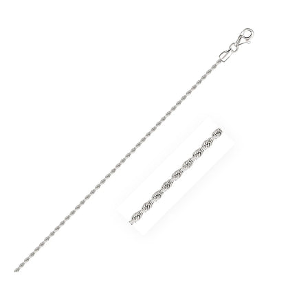 2.0mm 14k white gold solid diamond-cut rope chain necklace by Bids.com with lobster clasp on Tampa Home & Garden Store
