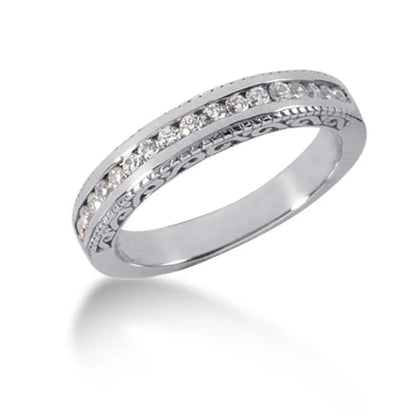 Ring 14k white gold vintage style engraved diamond channel set wedding band Bids.com on Tampa Home & Garden Store