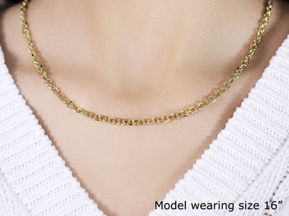 4.0mm 14k yellow gold diamond-cut cable link necklace by Bids.com worn on model on Tampa Home & Garden Store