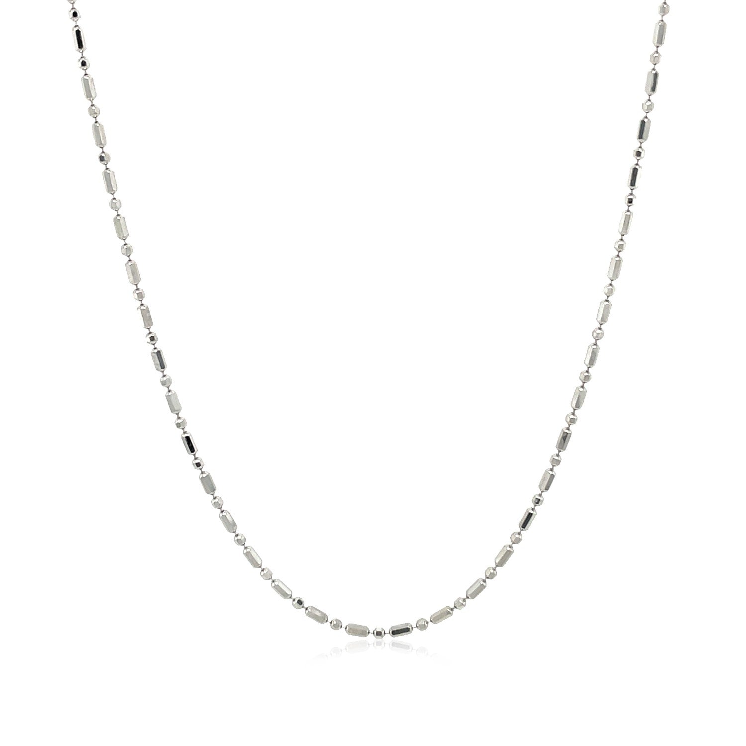 14k white gold diamond-cut alternating bead chain necklace 1.2mm on Tampa Home & Garden Store