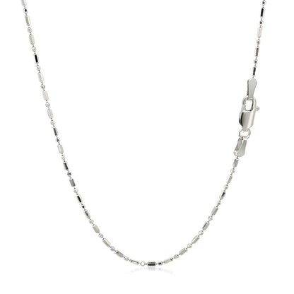 14k white gold diamond-cut alternating bead chain necklace 1.2mm on Tampa Home & Garden Store