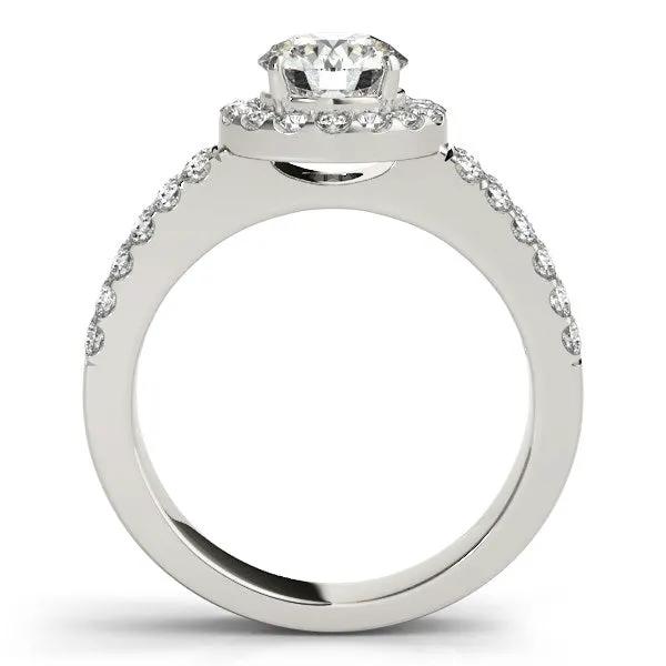 Engagement ring 14k white gold halo diamond with double row pave band 1 3/8 cttw on Tampa Home & Garden Store