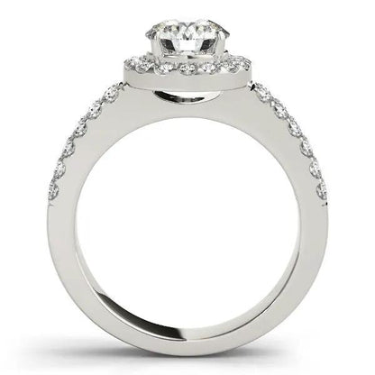 Engagement ring 14k white gold halo diamond with double row pave band 1 3/8 cttw on Tampa Home & Garden Store
