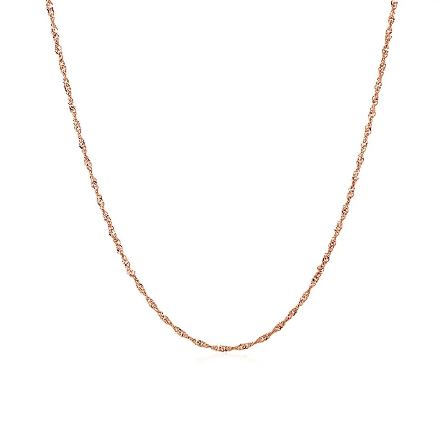 14k rose gold Singapore chain necklace 1.0mm delicate twisted links on Tampa Home & Garden Store