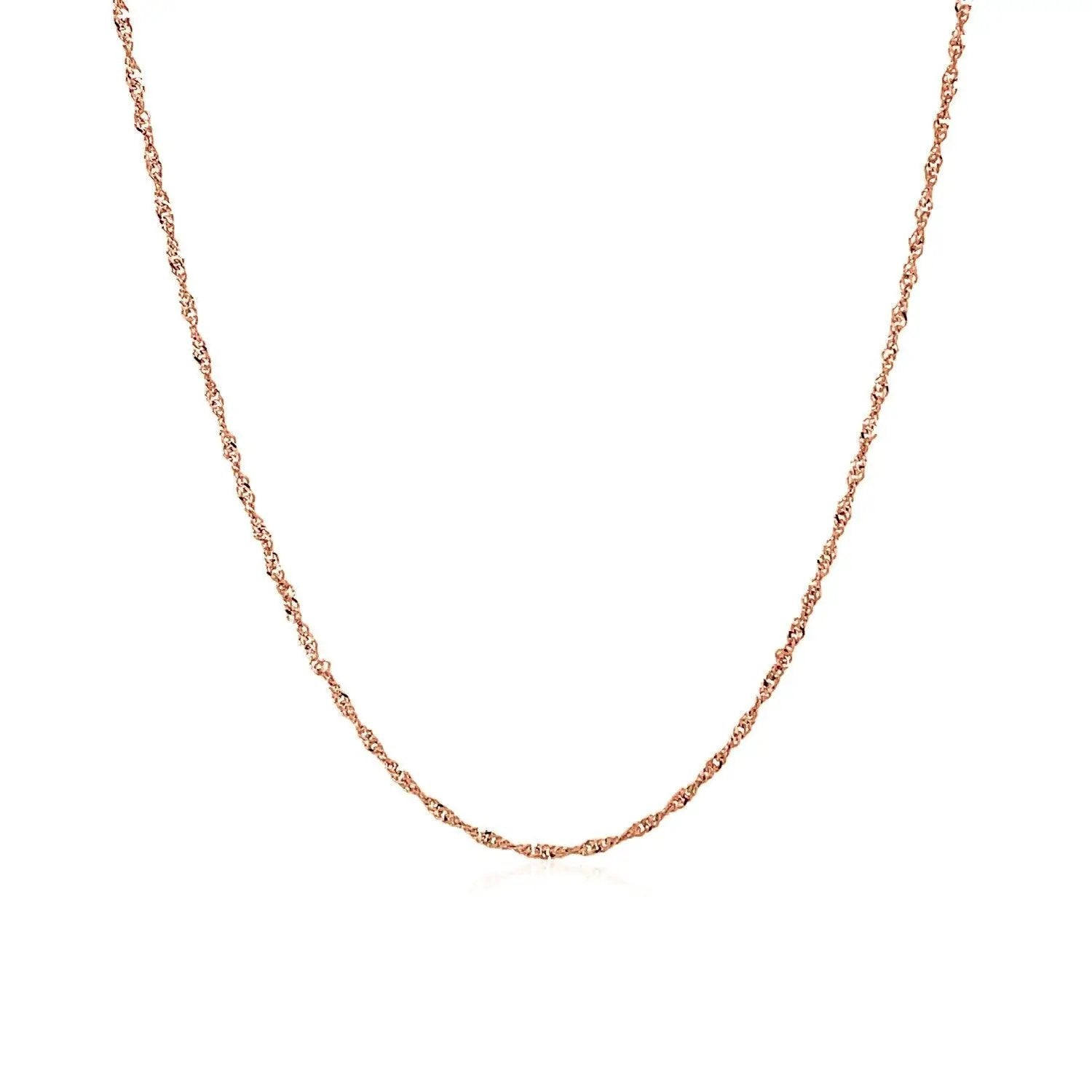 14k rose gold Singapore chain necklace 1.0mm delicate twisted links on Tampa Home & Garden Store