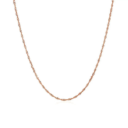 14k rose gold Singapore chain necklace 1.0mm delicate twisted links on Tampa Home & Garden Store