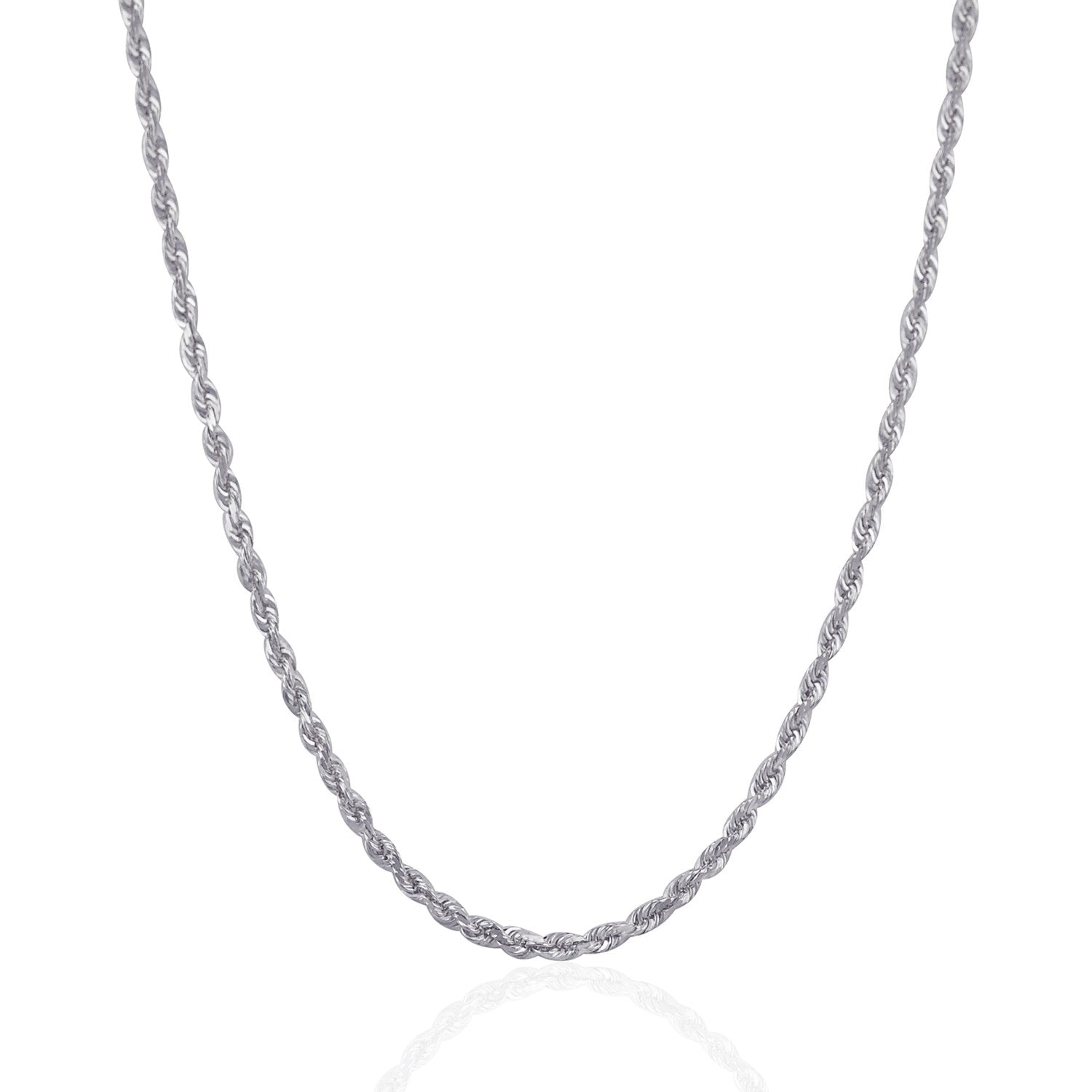3.0mm 14k white gold solid diamond-cut rope chain necklace on Tampa Home & Garden Store