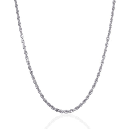 3.0mm 14k white gold solid diamond-cut rope chain necklace on Tampa Home & Garden Store