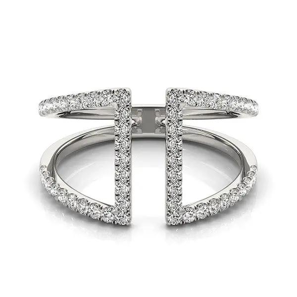 14k white gold open dual-band ring with pave diamonds 1/2 cttw on Tampa Home & Garden Store