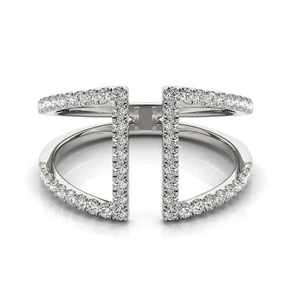 14k white gold open dual-band ring with pave diamonds 1/2 cttw on Tampa Home & Garden Store