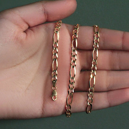 10K yellow gold solid Figaro chain necklaces, 4.50 mm, three shown, by Bids.com on Tampa Home & Garden Store
