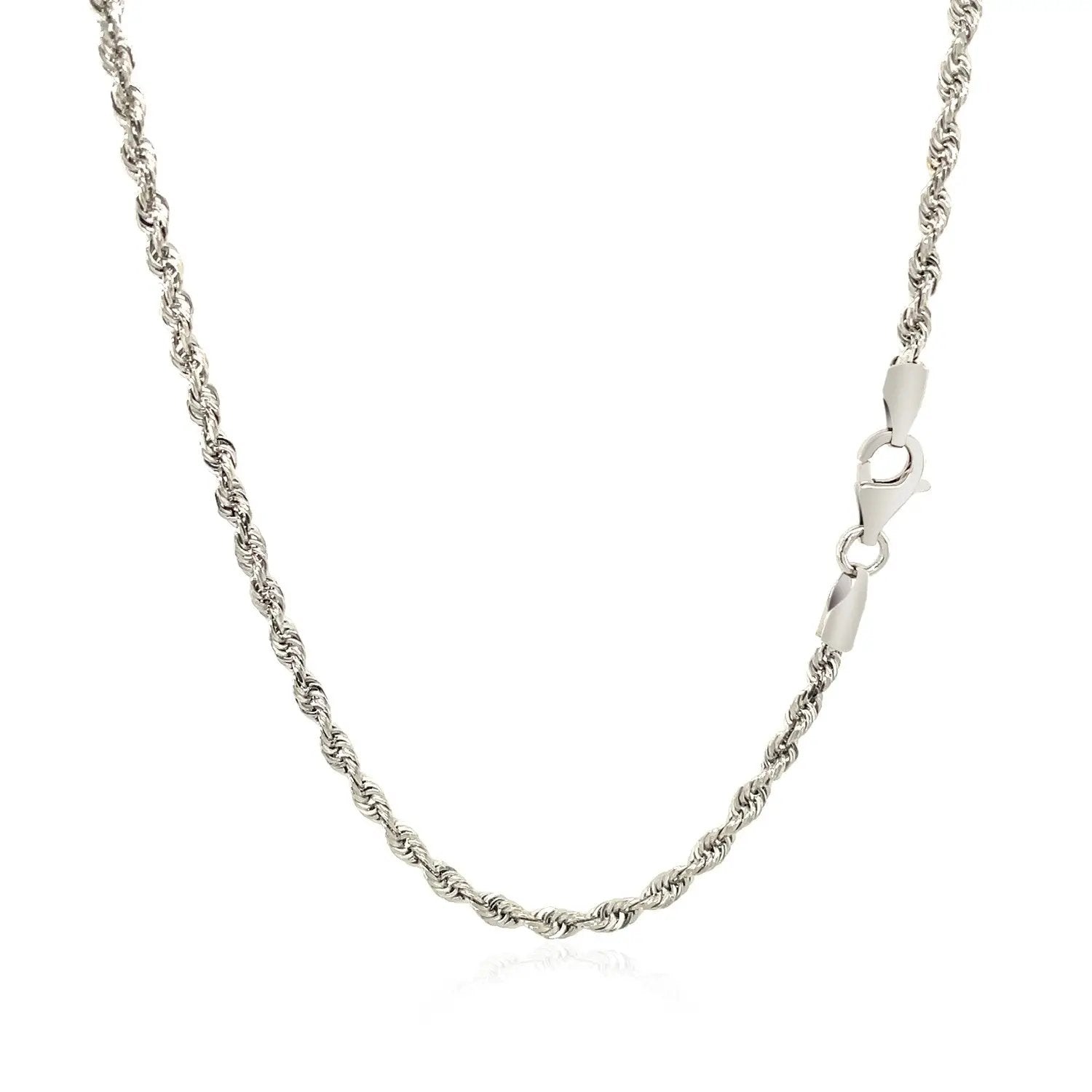 2.5mm 14k white gold solid diamond-cut rope chain necklace by Bids.com with lobster clasp on Tampa Home & Garden Store