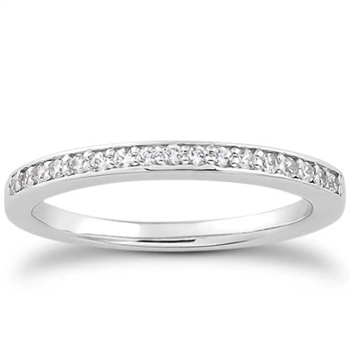 Ring 14k white gold micro-pave flat-sided diamond wedding band by Bids.com on Tampa Home & Garden Store