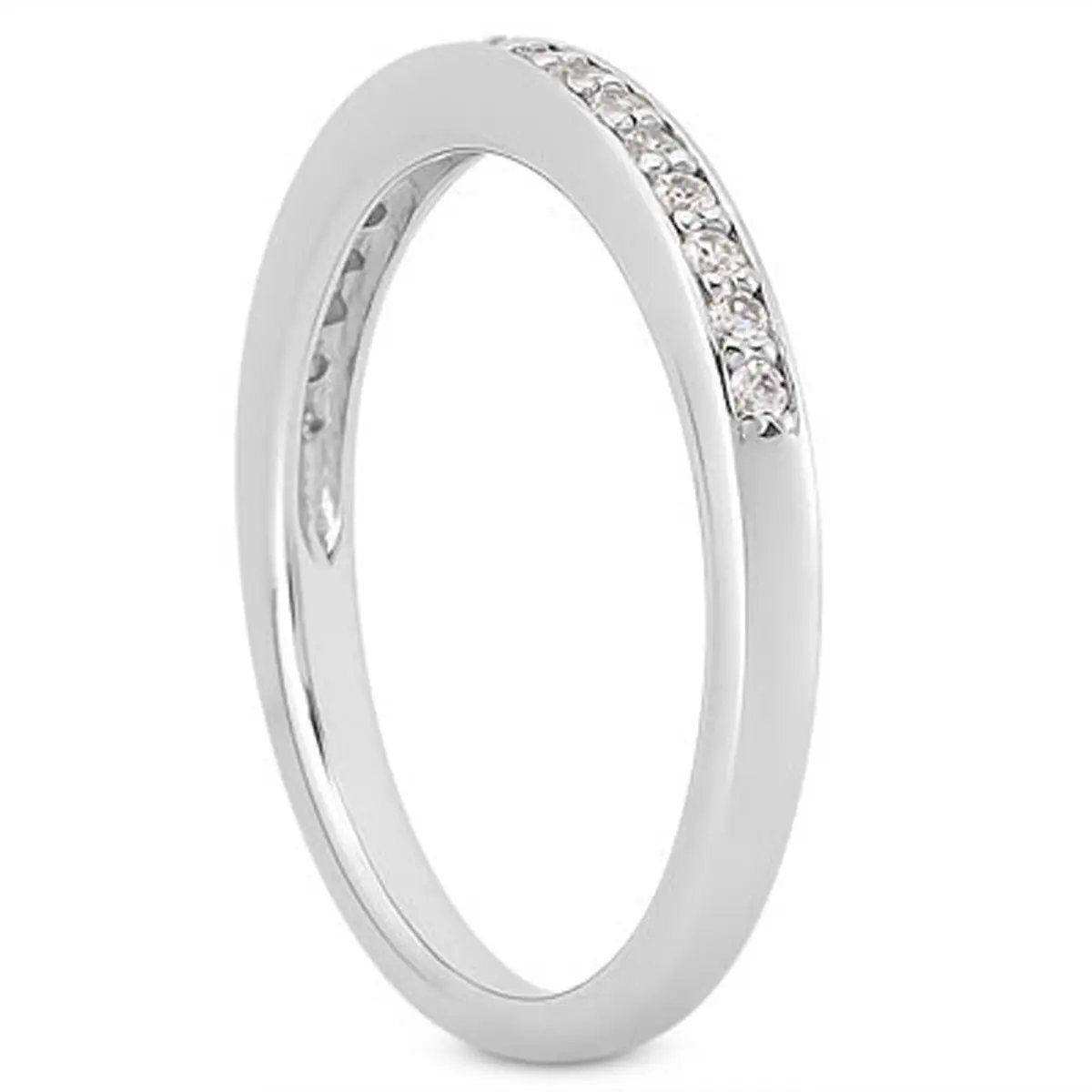 Ring 14k white gold micro-pave flat-sided diamond wedding band by Bids.com on Tampa Home & Garden Store