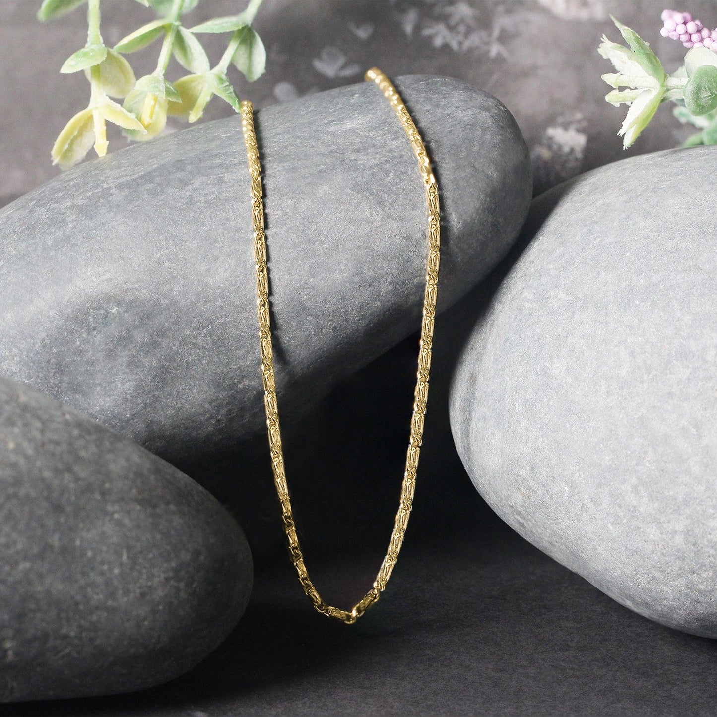 Diamond-cut fancy links necklace, 14k yellow gold, 1.5mm chain on Tampa Home & Garden Store