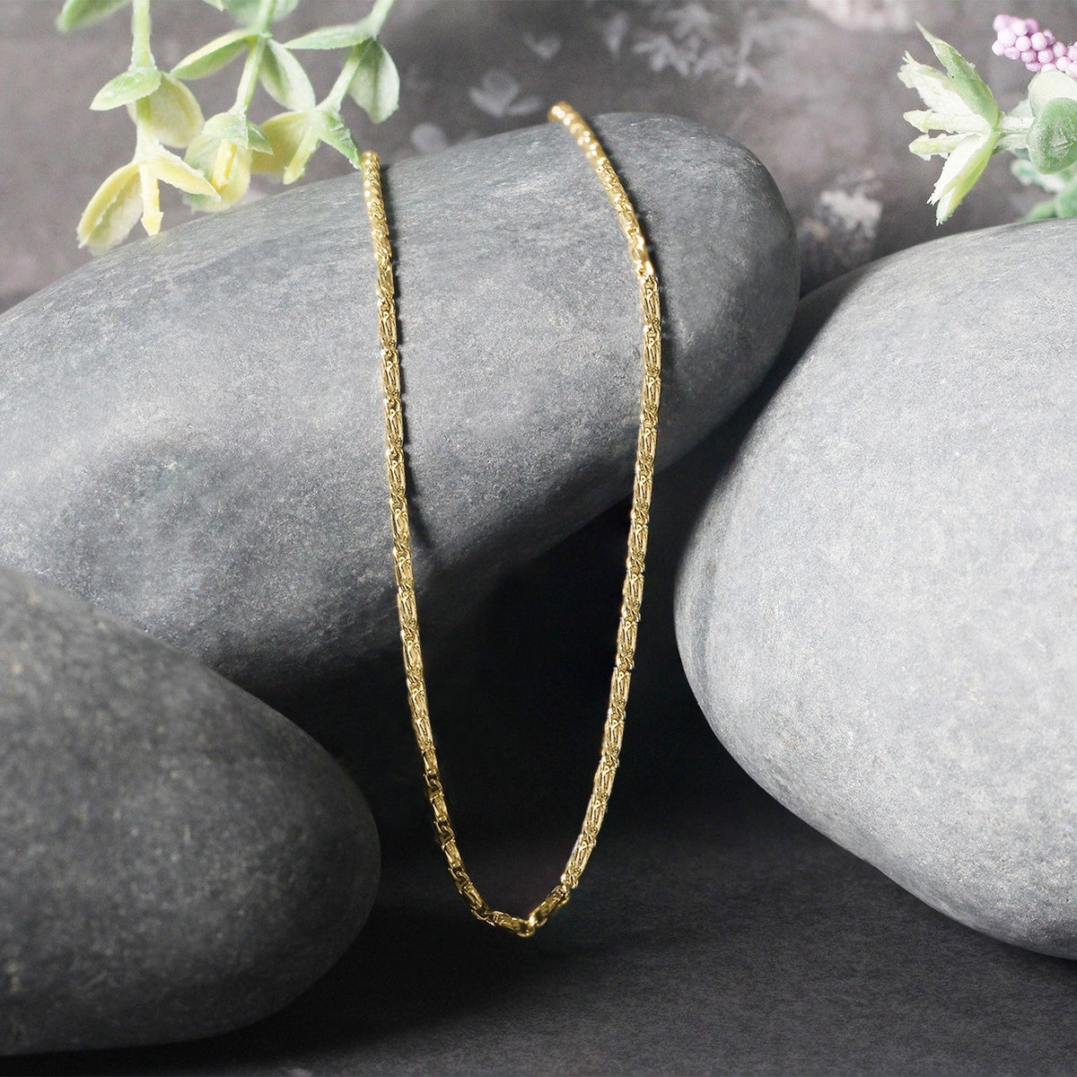Diamond-cut fancy links necklace, 14k yellow gold, 1.5mm chain on Tampa Home & Garden Store