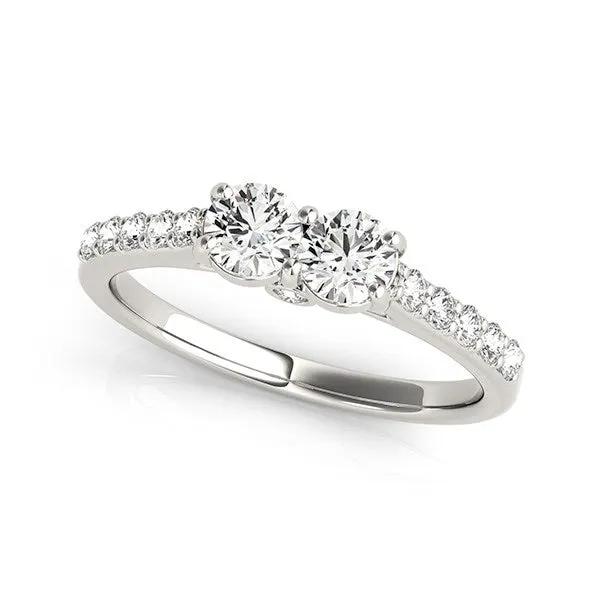 14k white gold two-stone diamond ring with pavé band and round center stones, Bids.com on Tampa Home & Garden Store