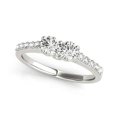 14k white gold two-stone diamond ring with pavé band and round center stones, Bids.com on Tampa Home & Garden Store