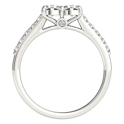 14k white gold two-stone diamond ring by Bids.com with pavé-set band, 3/4 cttw on Tampa Home & Garden Store