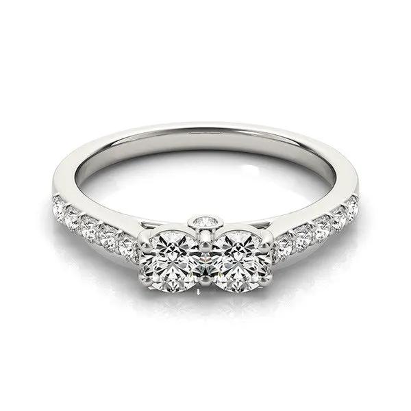 14k white gold two-stone diamond ring with pavé band 3/4 cttw by Bids.com on Tampa Home & Garden Store