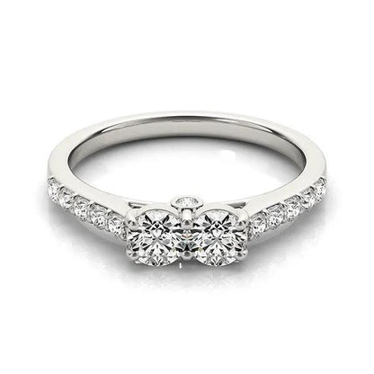 14k white gold two-stone diamond ring with pavé band 3/4 cttw by Bids.com on Tampa Home & Garden Store