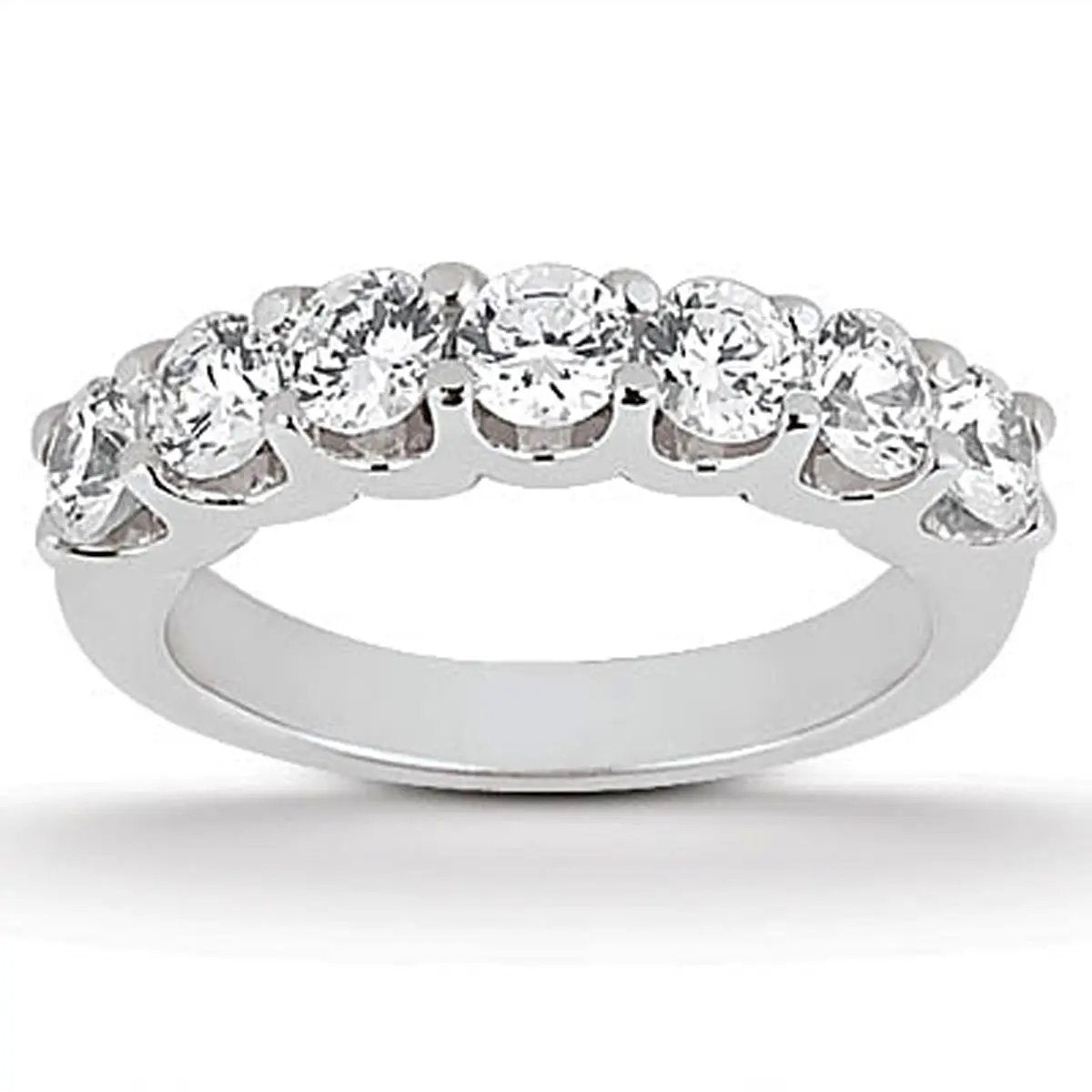 14k white gold diamond scalloped shared U-prong wedding ring band by Bids.com on Tampa Home & Garden Store