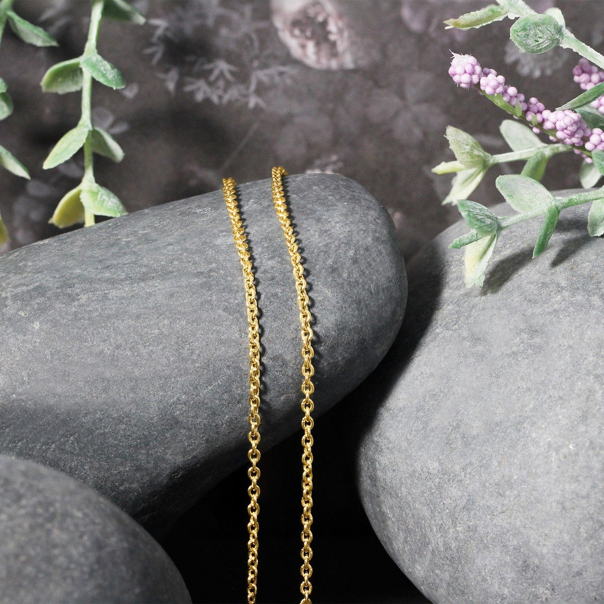 14k yellow gold Forsantina Lite cable link chain necklace 1.9mm, twin chains on Tampa Home & Garden Store