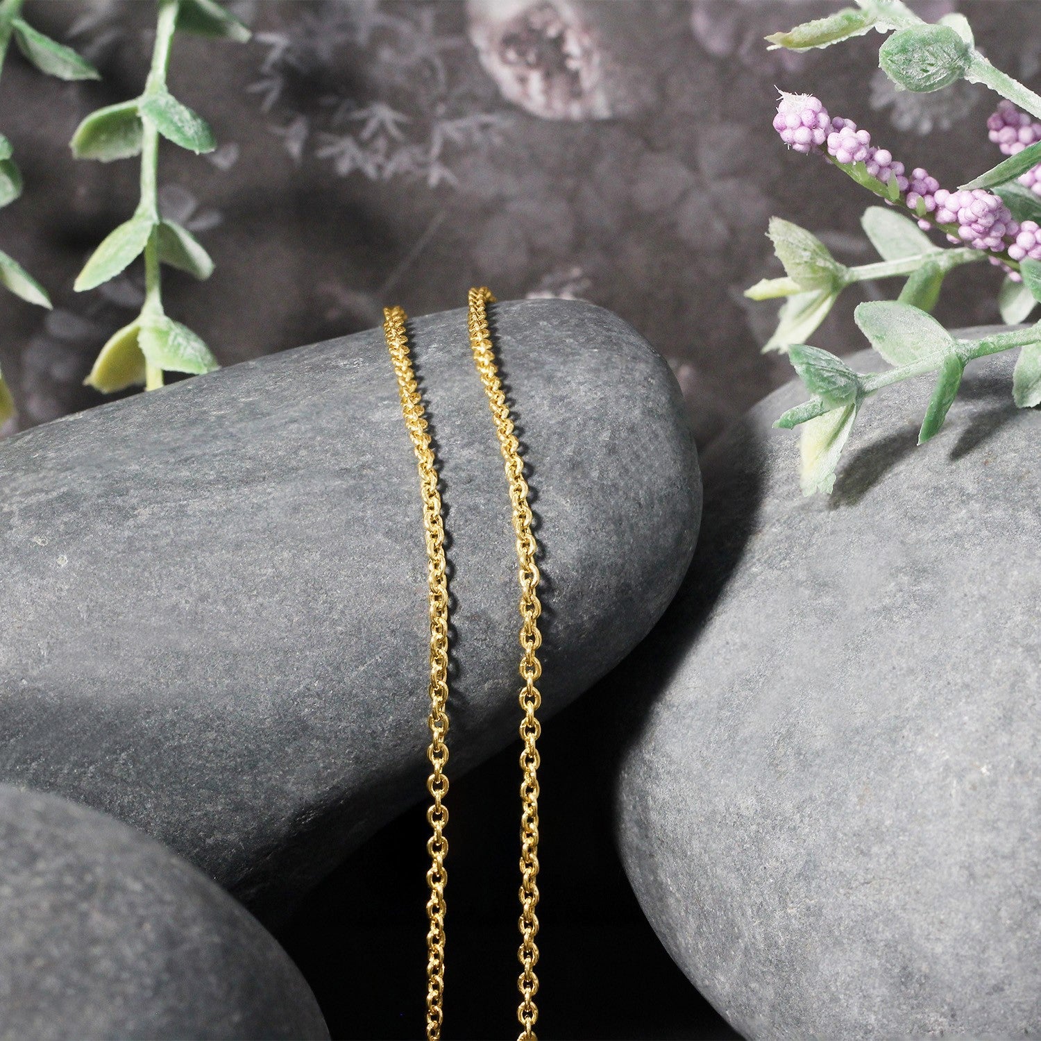 14k yellow gold Forsantina Lite cable link chain necklace 1.9mm, twin chains on Tampa Home & Garden Store