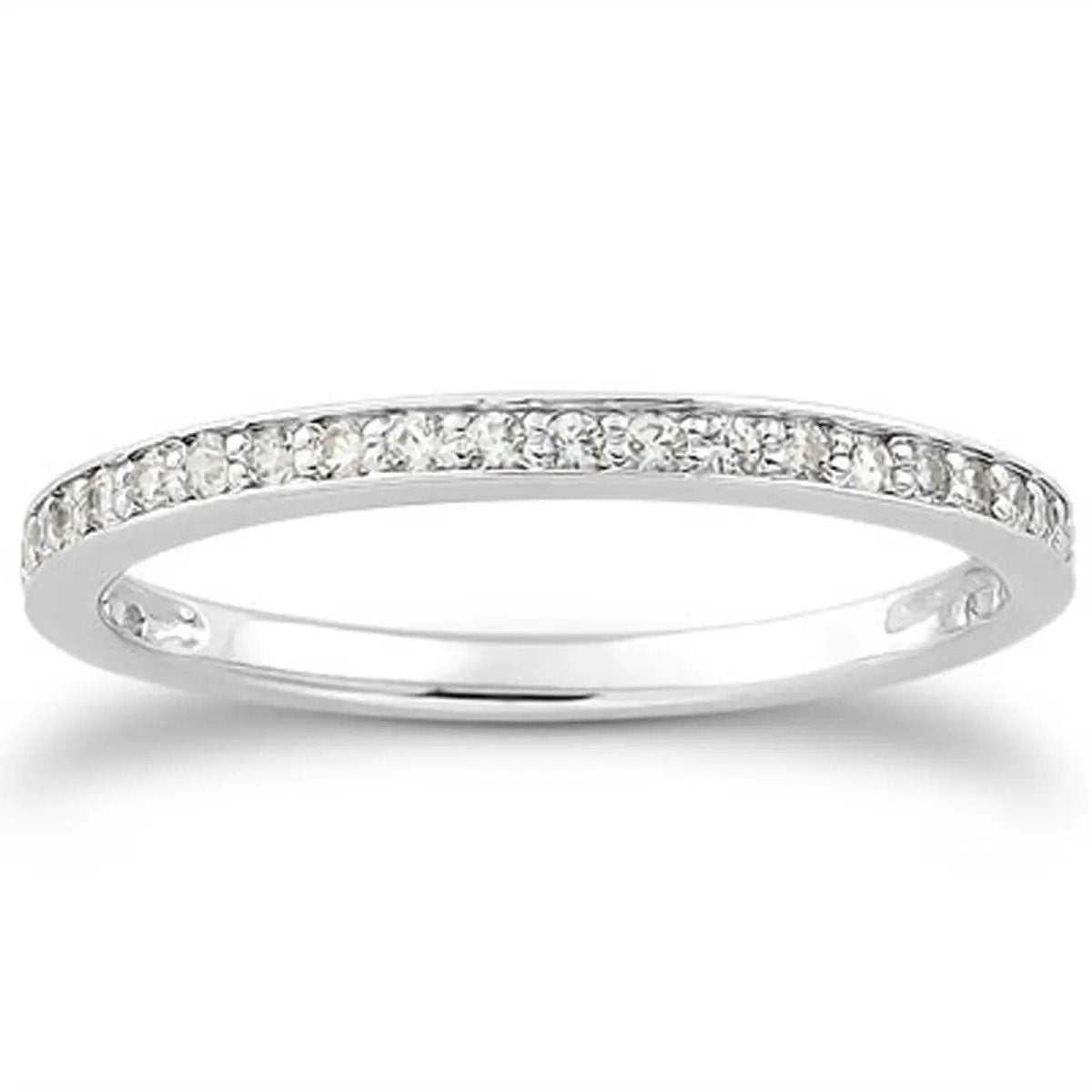 14k white gold micro-pave diamond wedding ring band 3/4 around on Tampa Home & Garden Store