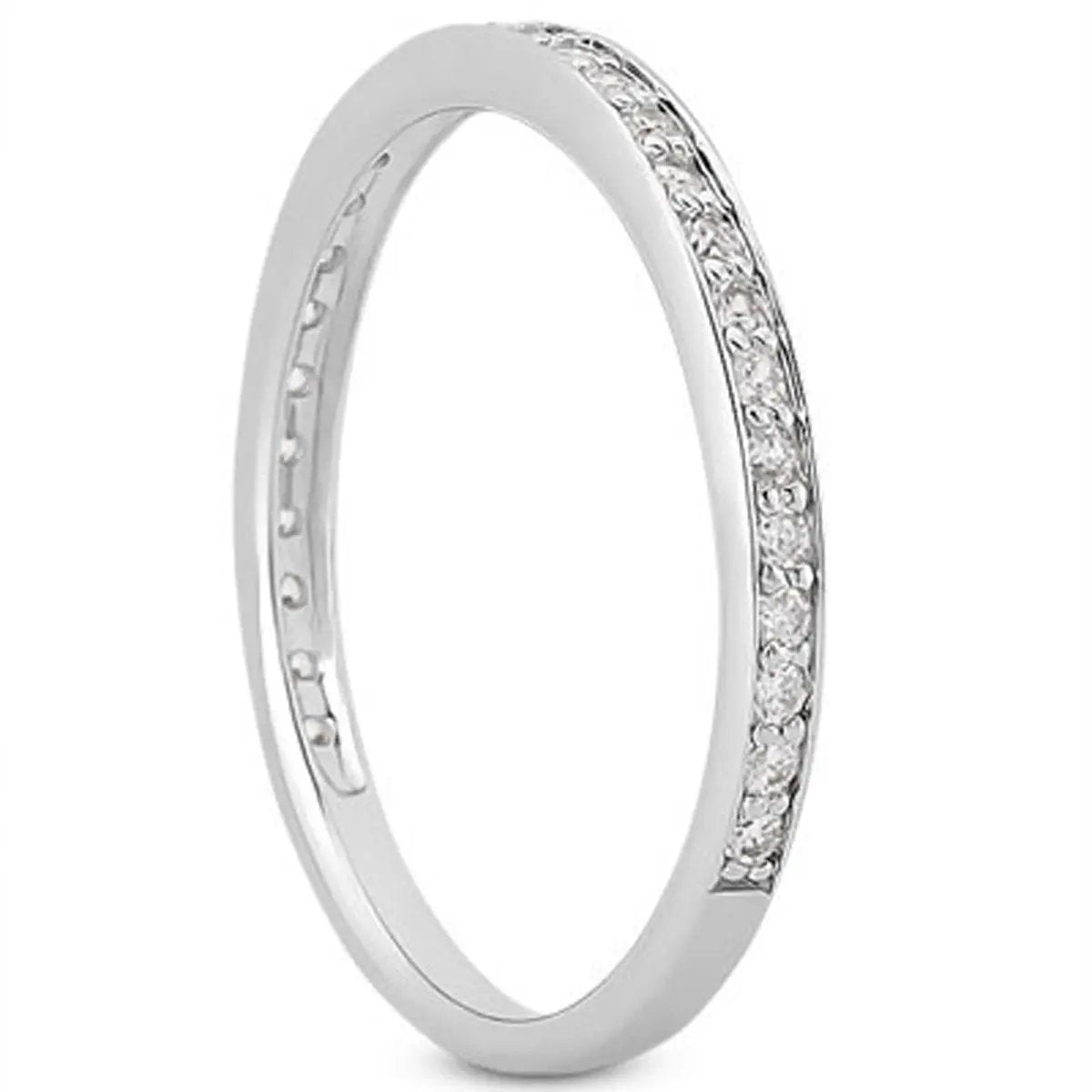 14k white gold micro-pave diamond wedding ring band set 3/4 around by Bids.com on Tampa Home & Garden Store