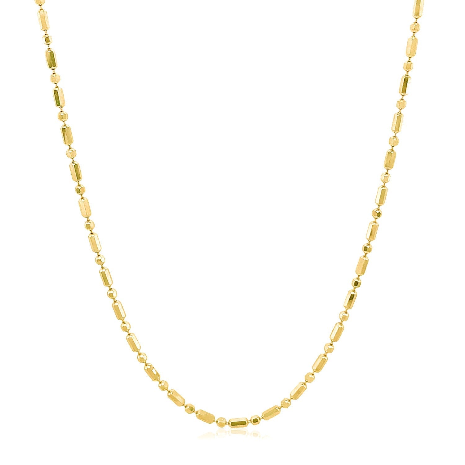 14k yellow gold diamond-cut alternating bead chain necklace 1.5mm on Tampa Home & Garden Store