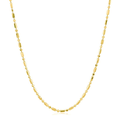 14k yellow gold diamond-cut alternating bead chain necklace 1.5mm on Tampa Home & Garden Store