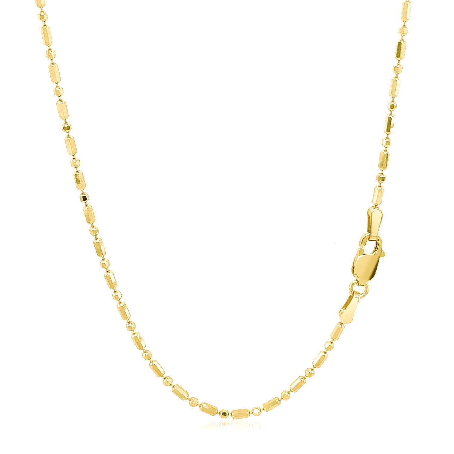 14k yellow gold diamond-cut alternating bead chain necklace 1.5mm by Bids.com on Tampa Home & Garden Store