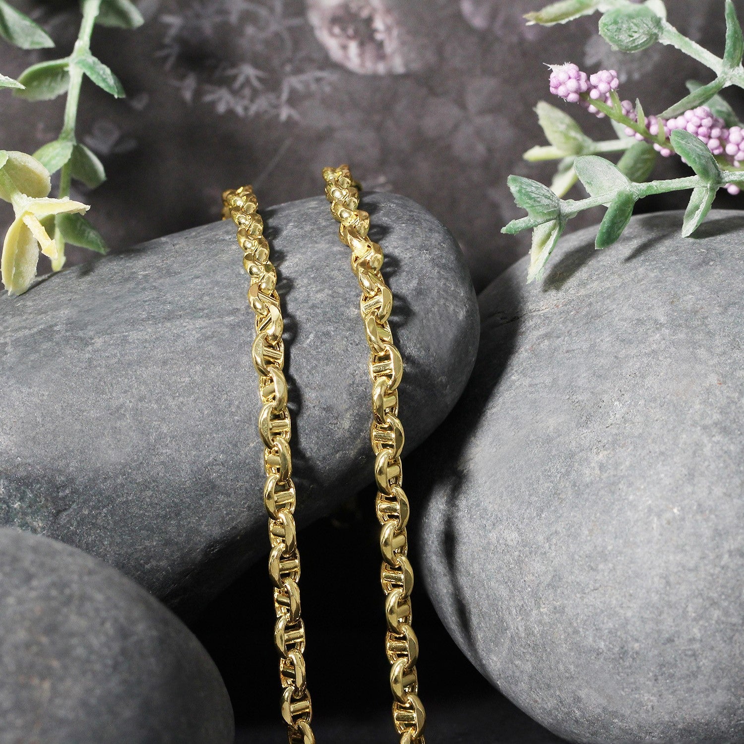 Two 4.5mm 14k yellow gold anchor chain necklaces by Bids.com on Tampa Home & Garden Store