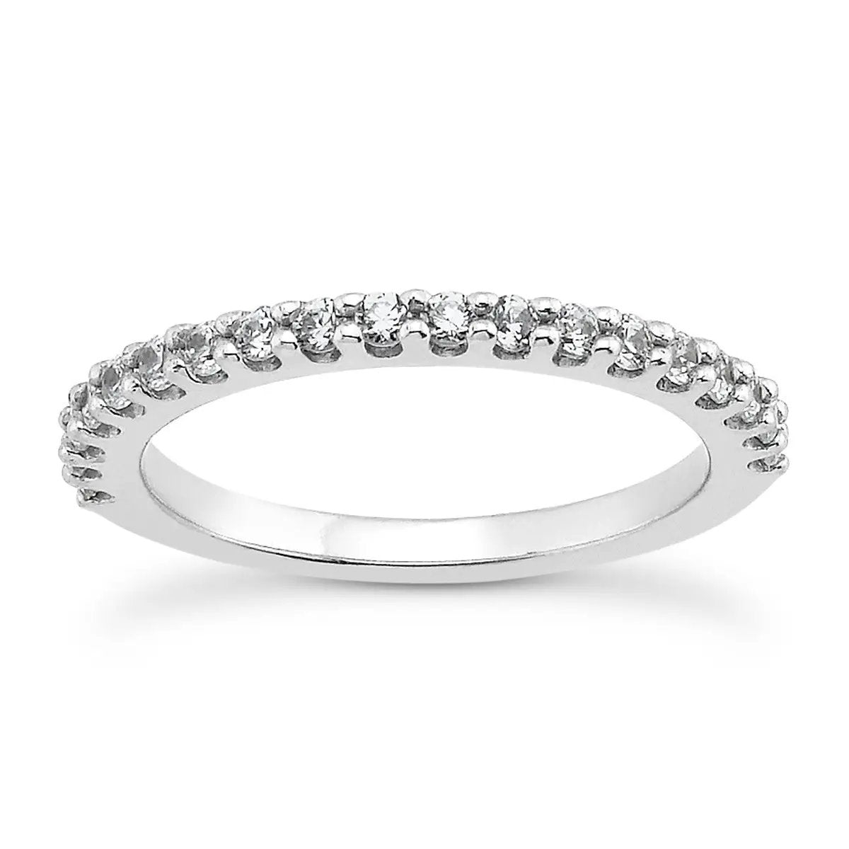 Ring 14k white gold diamond wedding band with U-settings, shared prong by Bids.com on Tampa Home & Garden Store
