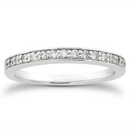 Wedding ring band in 14k white gold with pave diamonds along half the circumference on Tampa Home & Garden Store