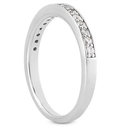 Wedding ring band 14k white gold pave diamonds half-around, polished finish by Bids.com on Tampa Home & Garden Store