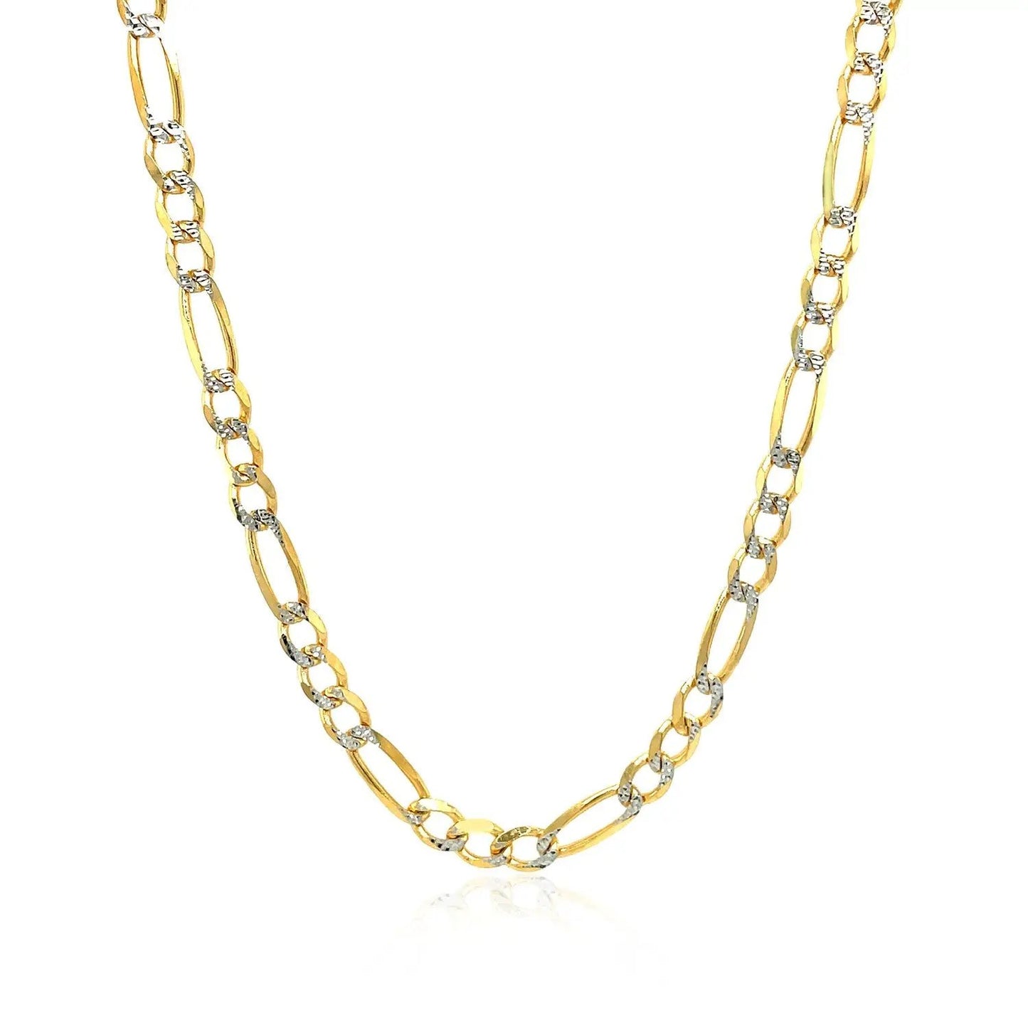 4.0mm 14K yellow gold solid pave Figaro chain necklace with pavé accents by Bids.com on Tampa Home & Garden Store
