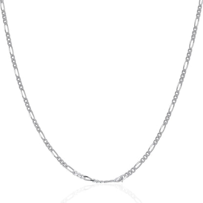 14k white gold solid Figaro chain necklace, 1.9mm, by Bids.com on Tampa Home & Garden Store