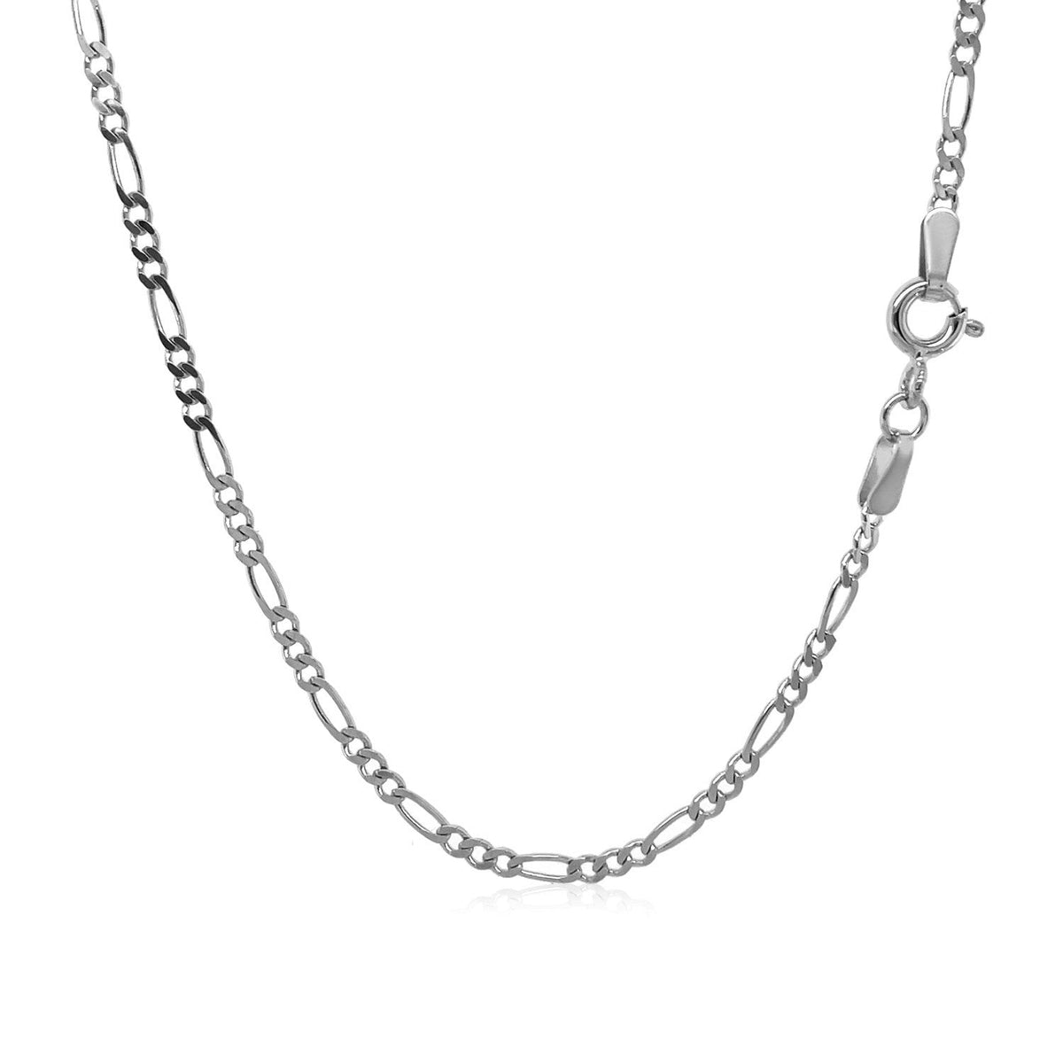 14k white gold solid Figaro chain necklace 1.9mm, silver-toned, by Bids.com on Tampa Home & Garden Store
