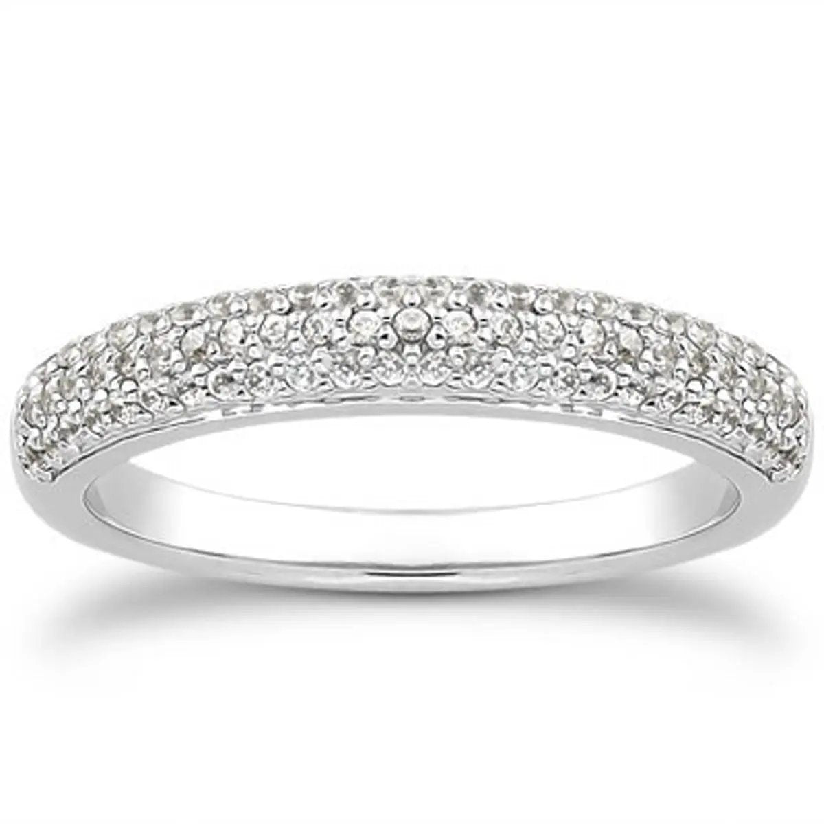 Ring 14k white gold triple-row micro-pave diamond wedding band by Bids.com on Tampa Home & Garden Store