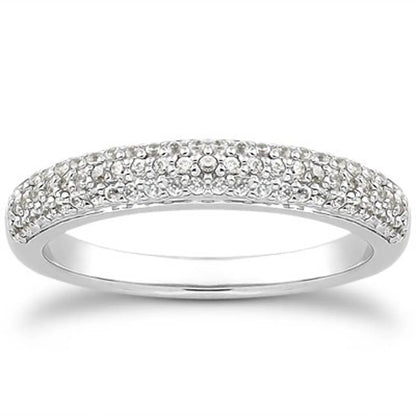 Ring 14k white gold triple-row micro-pave diamond wedding band by Bids.com on Tampa Home & Garden Store