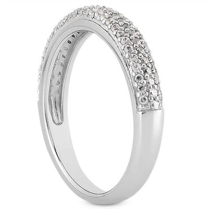 Wedding Ring Band, 14k white gold, triple multi-row micro-pave diamonds, Bids.com on Tampa Home & Garden Store