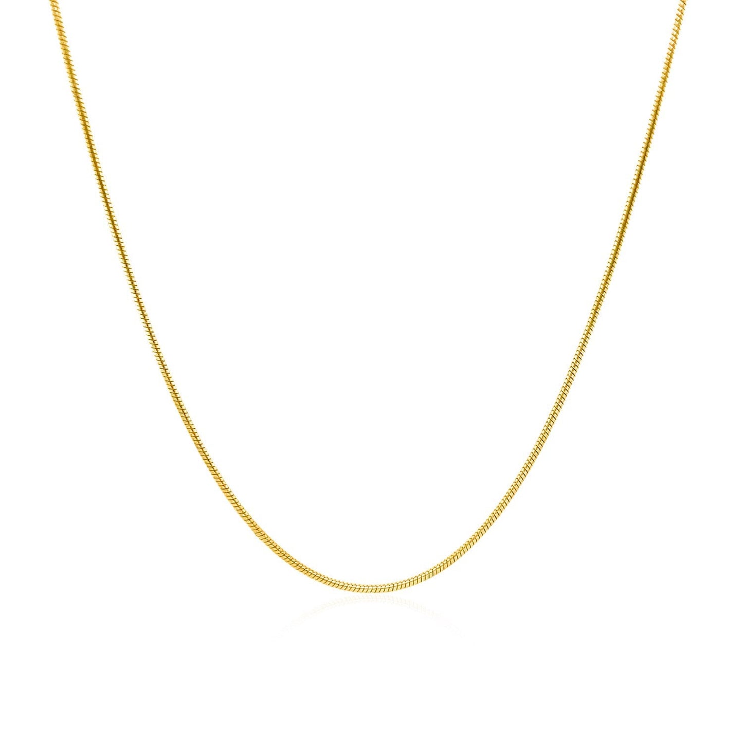 14k Yellow Gold Round Snake Chain Necklace, 0.9mm width, close-up chain on Tampa Home & Garden Store