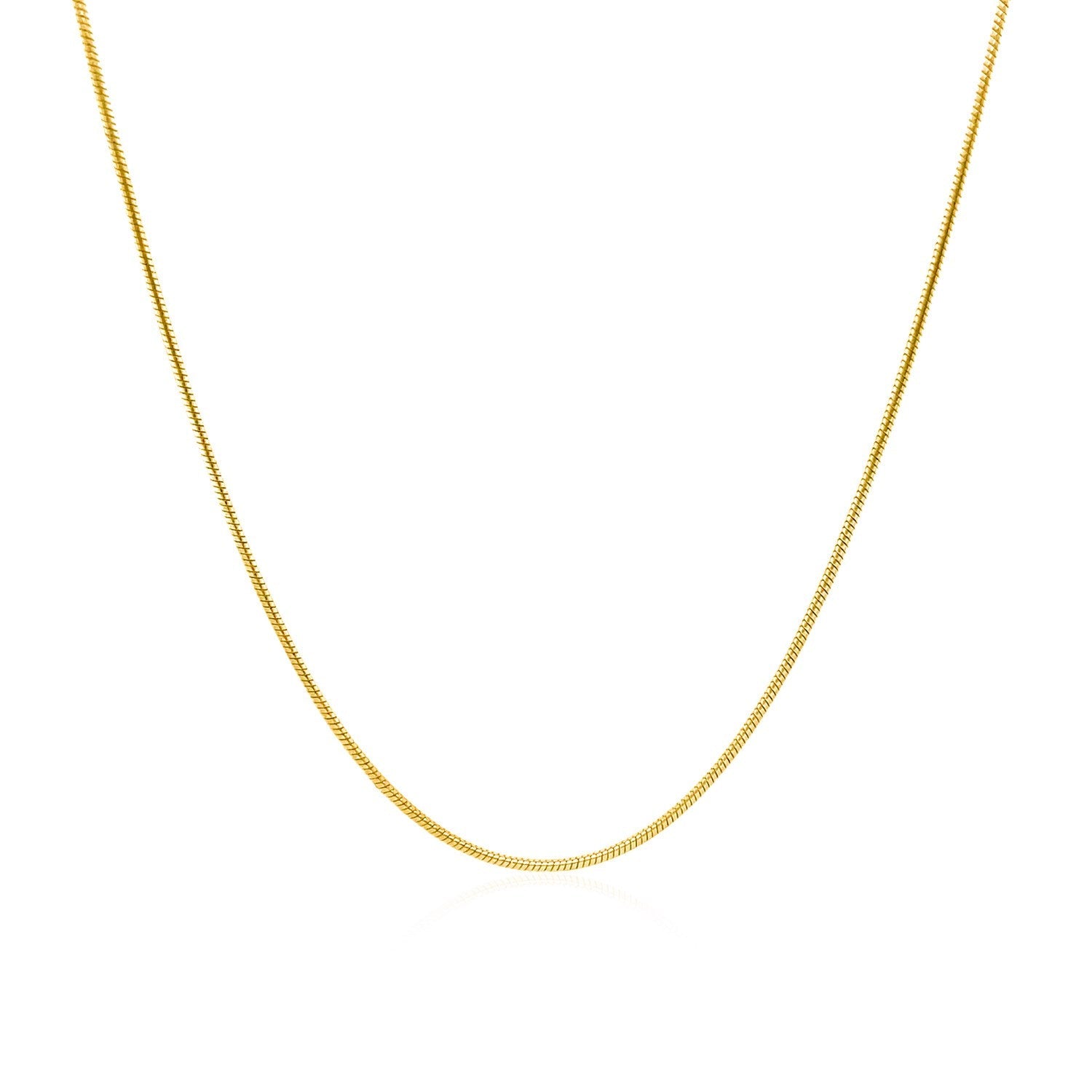14k Yellow Gold Round Snake Chain Necklace, 0.9mm width, close-up chain on Tampa Home & Garden Store