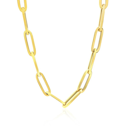14K yellow gold wide paperclip chain necklace, 6.1mm links, Bids.com on Tampa Home & Garden Store